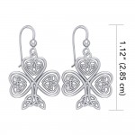 A wishful inspiration and luck ~ Celtic Knotwork Shamrock Sterling Silver Hook Earrings by Courtney Davis