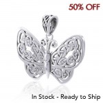 Your wings are ready to fly! ~ Sterling Silver Jewelry Celtic Knotwork Butterfly Pendant