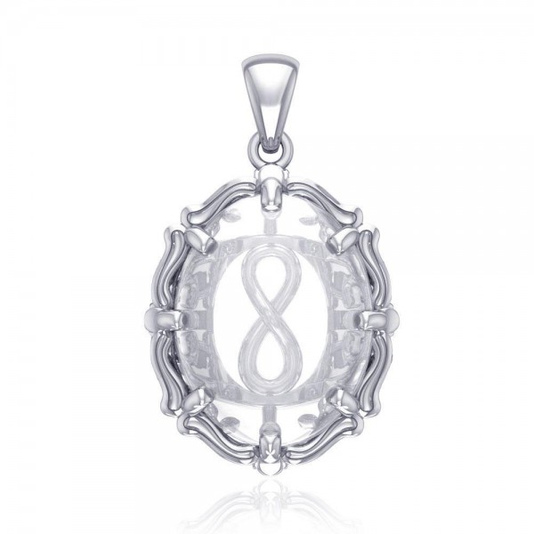 Infinity Sterling Silver Pendant with Natural Clear Quartz