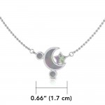 Moon and Star Necklace with Opal Inlaid