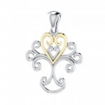 Heartfelt Tree of Life ~ Accent en or 14 carats et pendentif de bijoux en argent sterling