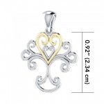 Heartfelt Tree of Life ~ Accent en or 14 carats et pendentif de bijoux en argent sterling