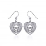 Angel Wing with Celtic Heart Silver Earrings