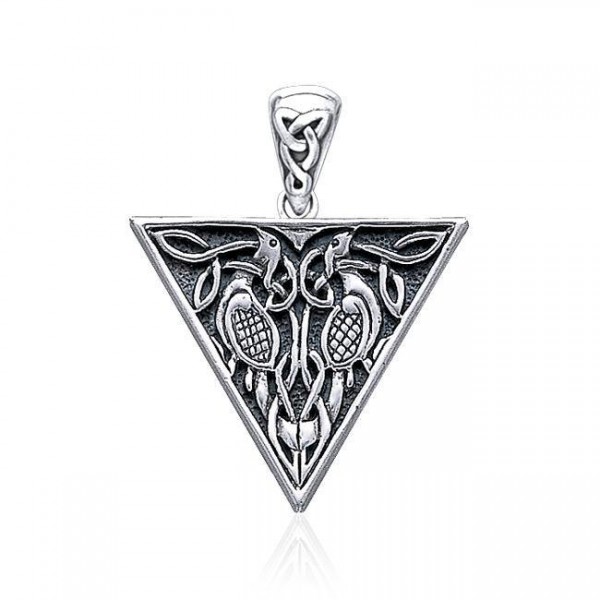 Celtic Bird in Triangle Shape Silver Pendant