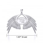 Guardian Angel Wings Silver Pendant with Virgo Zodiac Sign