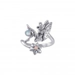 Fairy with Flower Silver Ring with Gemstones
