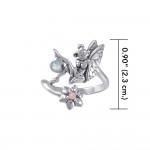Fairy with Flower Silver Ring with Gemstones