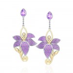 Dancing Lotus Silver, Gold & Gemstone Earrings