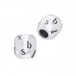 Round Letter Silver Beads