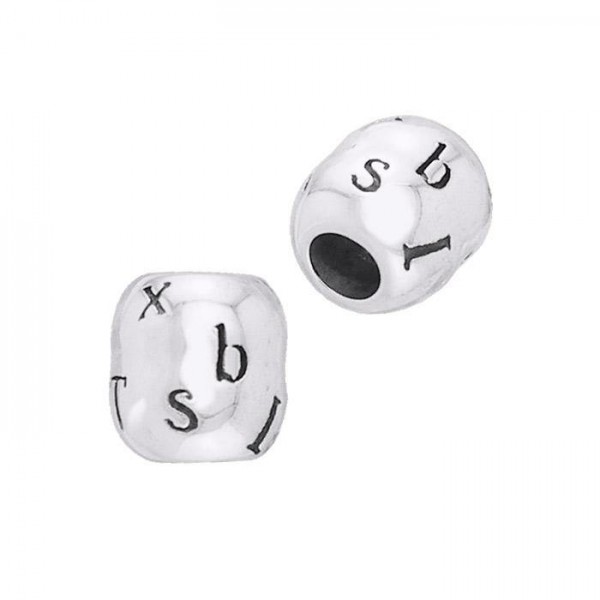 Round Letter Silver Beads