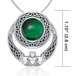 Un amour unique de l’éternité et de la grâce ~ Celtic Knotwork Claddagh Sterling Silver Pendentif Bijoux avec pierre précieuse