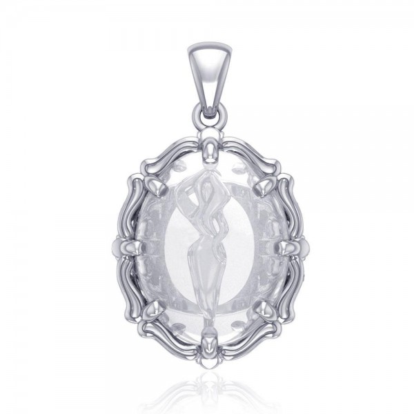 Goddess of Passion Sterling Silver Pendant with Natural Clear Quartz