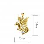 Dragon with Triquetra Solid Gold Pendant