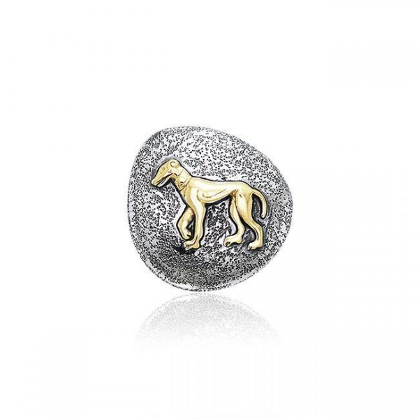 Celtic Dog Silver and Gold Accent
