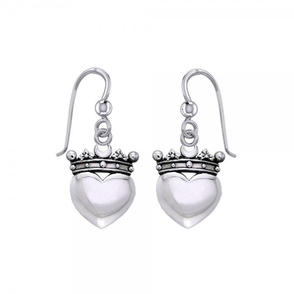Cari Buziak Heart with Crown Silver Earrings