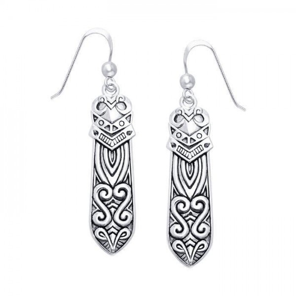 A beautiful mix of art ~ Sterling Silver Celtic Maori Dangle Earrings Jewelry