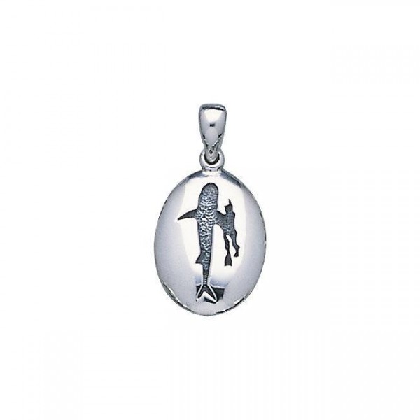Diver and Whale Shark Silver Pendant