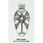 Grand pendentif en argent à croix celtique