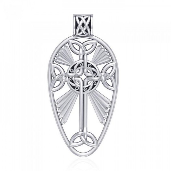 Grand pendentif en argent à croix celtique