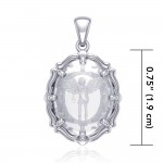 Michael Archangel Sterling Silver Pendant with Natural Clear Quartz