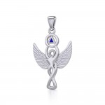 Silver Winged Goddess Pendant With Inlaid Recovery Symbol TPD