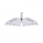 Guardian Angel Wings Silver Pendant with Libra Zodiac Sign