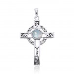 Celtic Knotwork Cross with Gem Silver Pendant