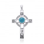 Celtic Knotwork Cross with Gem Silver Pendant
