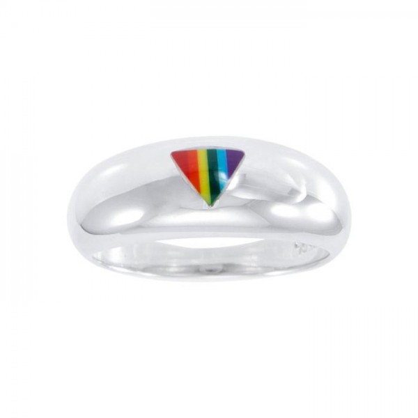 Rainbow Triangle Silver Ring