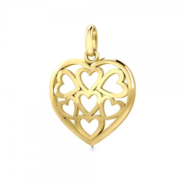 Heart in Heart Solid Gold Pendant