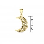 Celtic Knot Crescent Moon and The Star Solid Gold Pendant