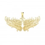 Guardian Angel Wings Solid Gold Pendant with Scorpio Zodiac Sign