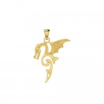Dragon volant avec pendentif en or massif Triquetra