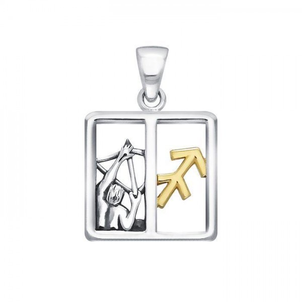 Sagittarius Zodiac Symbol Silver Pendant