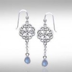The wonderful promise of eternity ~ Celtic Knotwork Sterling Silver Dangle Earrings with Gemstone