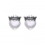 Cari Buziak Heart with Crown Silver Post Earrings
