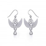 Winged Goddess Angel Silver Earrings