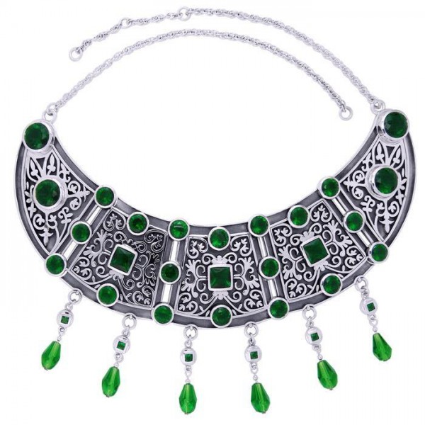 Byzantine Emerald Glass Necklace By Amy Zerner