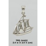 The sea awaits, sail now with the schooner boat ~ Sterling Silver Jewelry Pendant