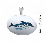 Dolphin and Waves Silver Pendant