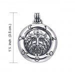 Symbol of earth ~ Green Man Sterling Silver Pendant Jewelry