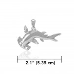 Swimming Hammerhead Shark Silver Pendant