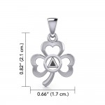 Silver Celtic Shamrock Pendant with Inlaid Recovery Symbol