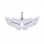 Guardian Angel Wings Silver Pendant with Scorpio Zodiac Sign