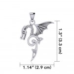 Flying Dragon with Triquetra Silver Pendant