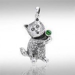 Standing Kitty Silver Pendant