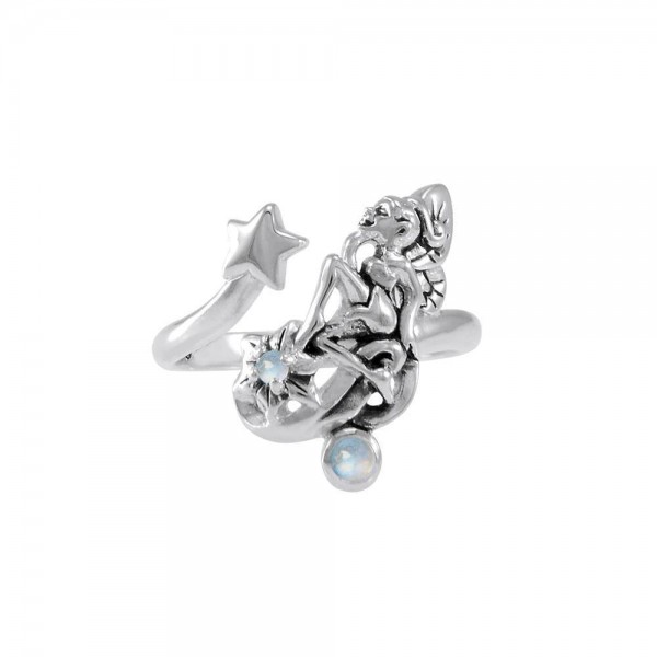 Fairy with Star Silver Ring with Gemstone