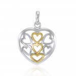 Heart in Heart Silver and Gold Pendant