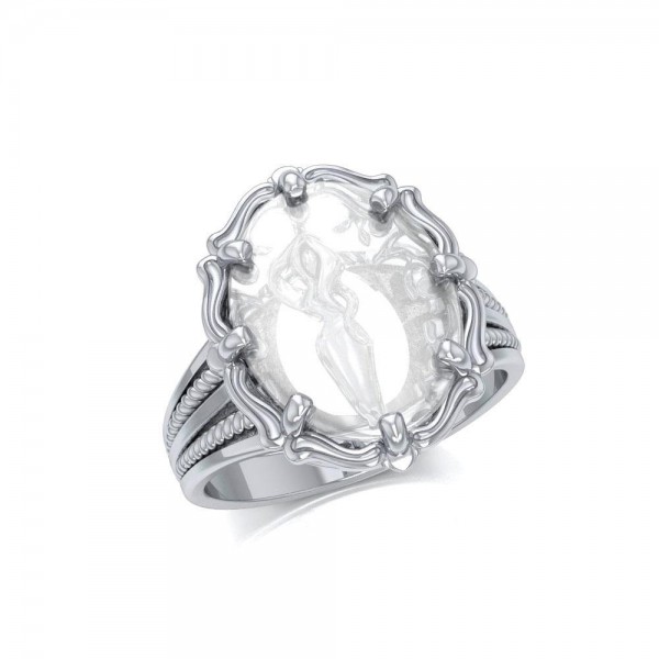 Goddess Sterling Silver Ring with Natural Clear Quartz