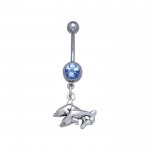 Double Dauphins Sterling SIlver avec Sapphire Body Jewelry